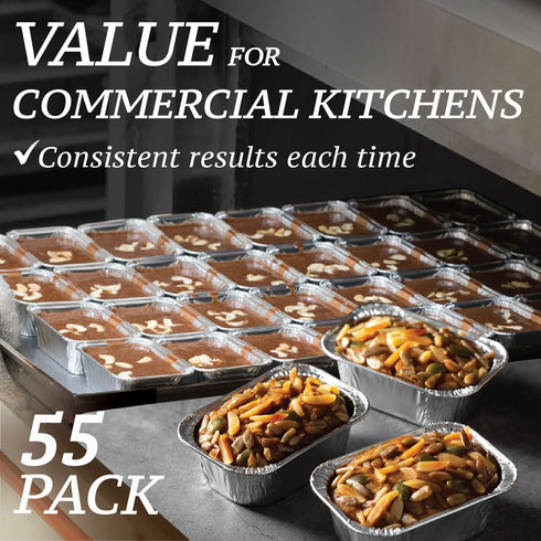 Spare Essentials Aluminum Pans - Mini Foil Loaf Pans (55 Pack) 1Lb - 1 Pound Disposable Aluminum Baking Pans for Individual Bread, Cake, Meatloaf ...
