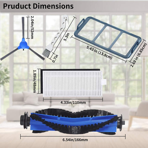 Eufy Replacement Parts Kit for RoboVac 11S, 30, 30C, 15C, 12, 35C - Robot Vacuum Cleaner Accessory Kit: 6 Filters, 6 Side Brushes, 1 Main Brush, 1...