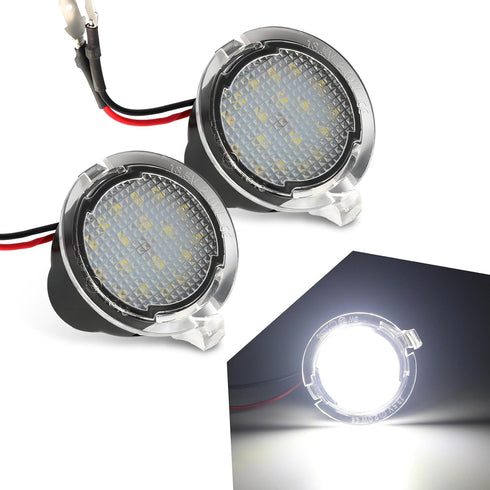 2 PCS Car Rearview Mirror LED Puddle Lamp, 6000K 3528SMD High-brightness Energy-saving Bulb, Side Mirror Floor Lamp, Compatible with Ford Lincoln ...