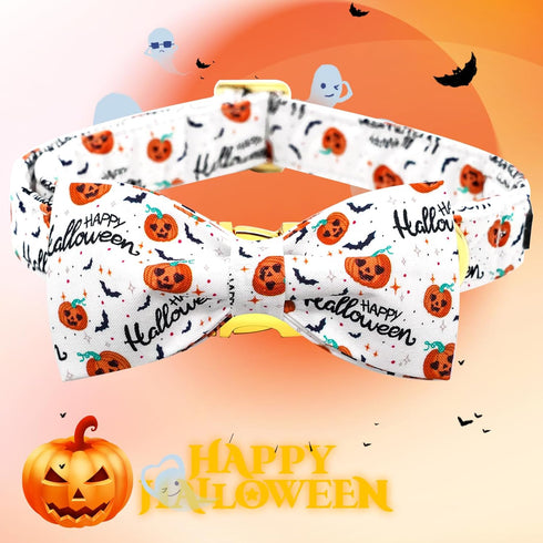 Halloween Dog Collar, Pet Collar Dog Bow Pumpkin Dog Collar Girl Boy Holiday Pet Dog Collar Gift Bow Dog Collar Cute Soft Puppy Collar for Medium ...