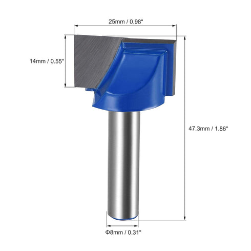 uxcell 25mm Dia 8mm Shank Bottom Cleaning Router Bit, 2 Flutes Carbide Tipped Cutter Uncoated for Woodworking...