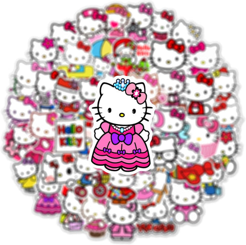 Kawaii Hello Kitty Stickers for Girl Water Bottle, 50pcs Cute Sanrio Cartoon Hellokitty Waterproof Vinyl Decal for Teen Kids Women Laptop Skateboa...