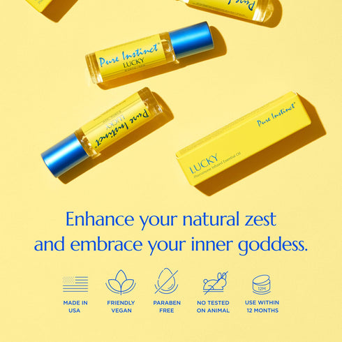 Pure Instinct LUCKY Roll-On The Original Pheromone Infused Body Oil Perfume Fragrance EdP Parfum - For Her Women - TSA Ready 0.34 fl oz...