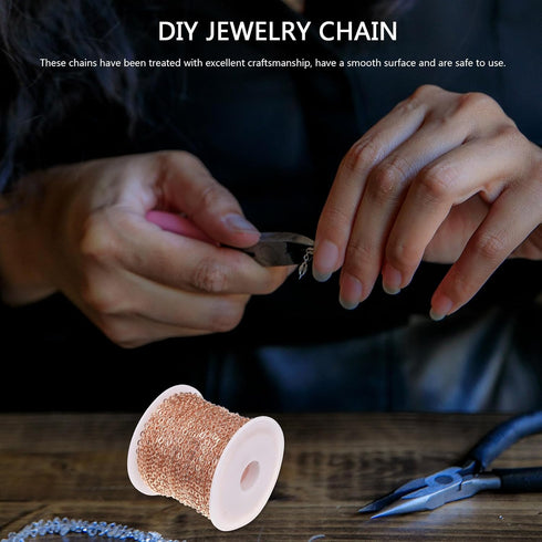 TEHAUX 1 Roll DIY Copper Chain Chains for Jewelry Making Earrings Anklets Connector Extender Copper Necklace Charm Holder for Necklace Jewelry Bra...