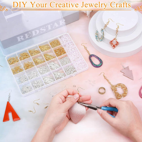 Hypoallergenic Earring Making Kit, modacraft 2000Pcs Earring Making Supplies Kit with Hypoallergenic Hooks, Earring Findings, Backs, Pins Jump Rin...