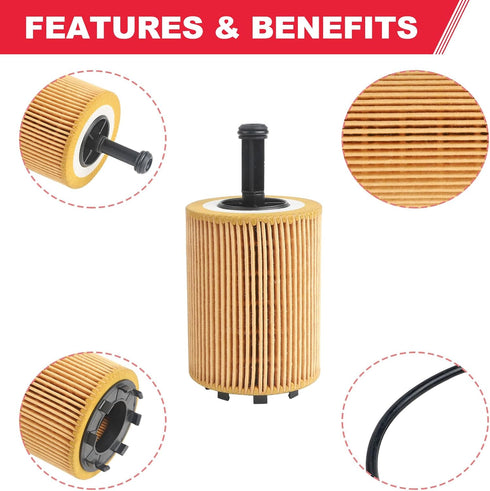 Oil Filter Compatible with Audi A3 VW Beetle Bora CC Eos Golf Jetta Passat Eurovan Replaces# HU 719/7 X, 045115466, 071115562 (2Pcs)...