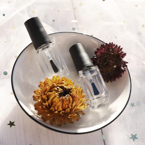 Empty Nail Polish Bottles with Round Brush 5ML, 6PCS Small Empty Glass Refillable Nail Polish Containers with Mixing Balls & Funnels (Matte Black)...