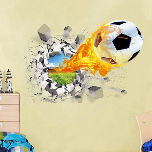 U-Shark® 3D Self-Adhesive Removable Break Through The Wall Vinyl Football Soccer Wall Stickers/Murals Art Decals Decorator as Kids Birthday Gift (...