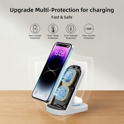 2 in 1 Charging Station for multi Devices, Wireless Charger Station for iPhone 15 14 13 12 Pro/Pro Max/Plus/Mini and Sumsung Pixel android wireles...