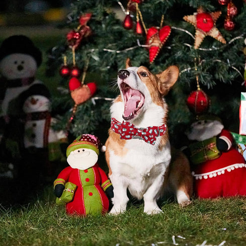 Elegant little tail Dog Collar, Christmas Dog Collar Red Penguins Holiday Pet Collar Dog Bow Collar Pet Durable Adjustable Girl Boy Dog Collar for...