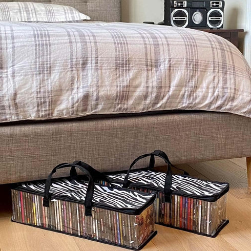 Evelots 2 Pack CD Storage Bags, Clear PVC Plastic-Holds 96 CDs With Cases Total-Strong Handles-Protects from Scratches/Dirt/Dust/Moisture...