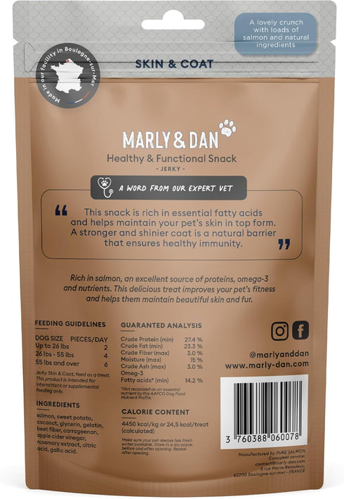 Marly & Dan Baked Salmon Jerky Snack Bar for Dogs with Sweet Potato and Coconut - Tasty Treats Dogs Love, Naturally Healthy & Functional Skin & Co...