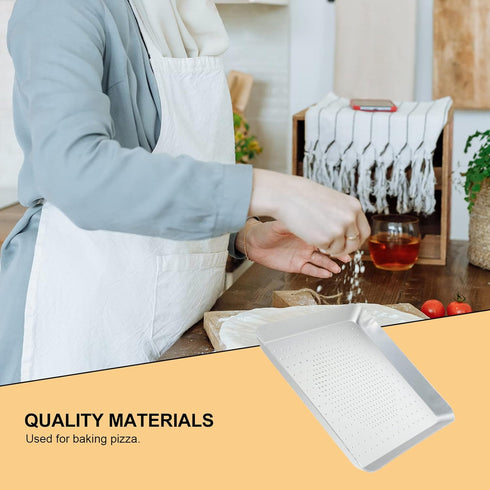 YARDWE Pizza Baking Tray Pizza Bakeware, perforated Aluminum Sheet Pan 9 Inch Pizza Tray Pizza Pan with Holes Square Nonstick Bakeware for Oven Ba...