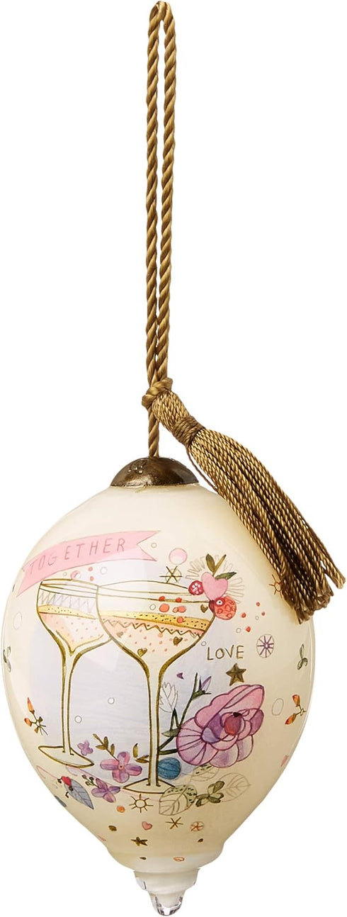 Ne'Qwa Art NeQwa Art Hand Painted Blown Glass Commemorative Together Love Ornament, Multi...