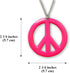 Hot Pink Hippie Peace Sign Pendant Necklace Enamel on Pewter Cosplay Jewelry...