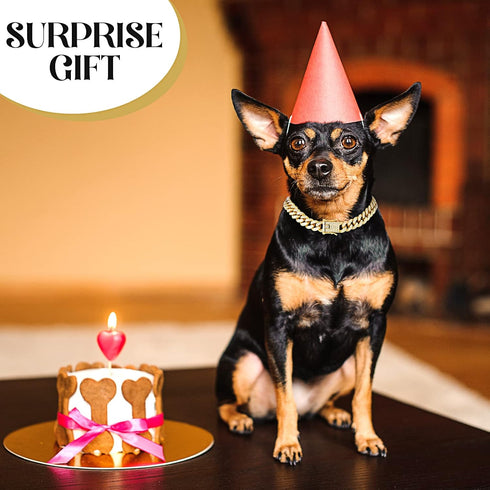 Dog Chain Diamond Collar Walking Metal Chain Collar with Design Secure Buckle, Pet Collar Jewelry Accessories for Small Medium Large Dogs Cats (Go...