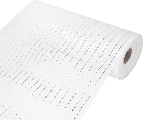 2 Rolls White Deco Mesh Ribbon 10 in x 30 ft,Basic Metallic Deco Mesh RibbonRolls for Deco DIY Wreath Supplies Christmas Tree Decoration Gift Wrap...
