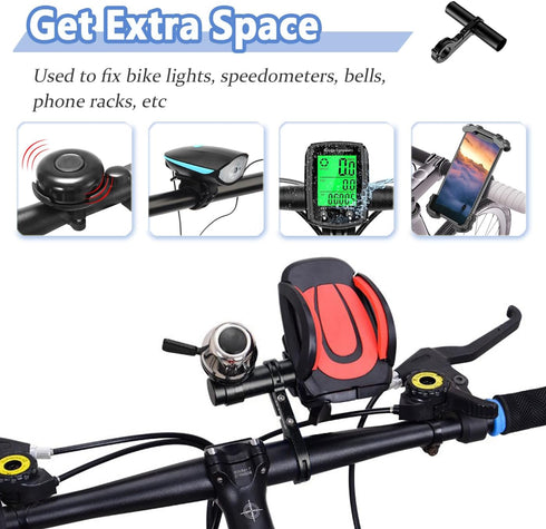 Mesee Bike Handlebar Extender Bicycle Handlebar Clamps Extension Mount Holder Aluminum Alloy Single Clamp Cycling Bracket for Bike LED Light, GPS,...