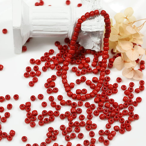 Bala&Fillic Red Color 4mm Glass Seed Beads About 1400pcs in Box 6/0 Glass Craft Seed Beads for Jewelry Making (Red)...