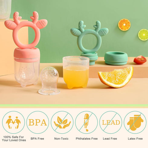 2 Sets Silicone Breastmilk Popsicle Molds with Baby Food Feeder, BPA Free Fruit Feeder Pacifier with Frozen Ice Tray for Baby Feeding Safely, Infa...