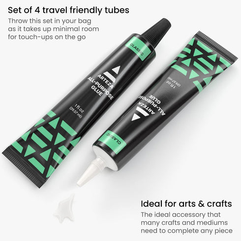 ARTEZA All-Purpose Craft Glue, 4-Pack, Fast-Drying Clear Glue for Crafts, Ideal for Wood, Fabric, Plastic, Glass, Metal, Ceramic, Jewelry, Model, ...