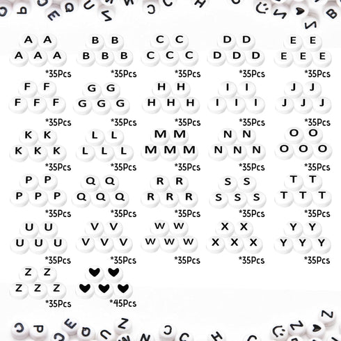 Letter Beads Kit, 26 Alphabet Beads with Heart Beads for Friendship Bracelets Necklace Jewelry Making (Black Letter Beads)...
