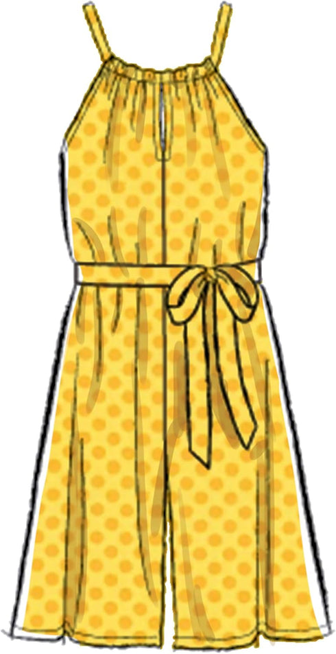 McCall's Learn Girl's Tie and Bell Leg Romper and Jumpsuit, Sizes 7-14 Sewing Pattern, various, White...