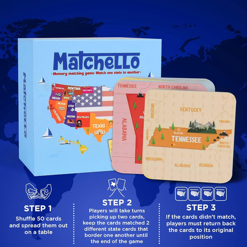 Memory Matching Game - Learn Geography for Kids – 50 States Matching Game – Educational and Fun State Cards for Kids and Grownups – Colorful Cards...