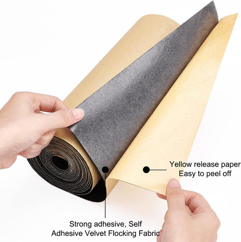 BENECREAT 157x9.8inch Black Self Adhesive Velvet Flock Liner Velvet Fabric for Jewelry Drawer Craft Fabric Upholstery Peel Sticker(0.8mm thick)...