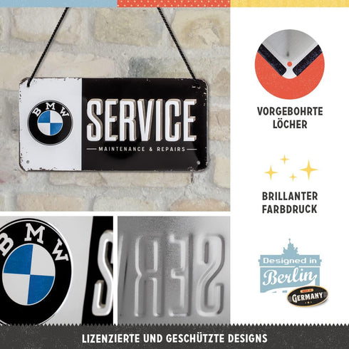 Nostalgic-Art Retro hanging sign, 3.9" x 7.9", official license product (OLP), BMW – Service – Gift idea for BMW fans, made of metal, vintage desi...