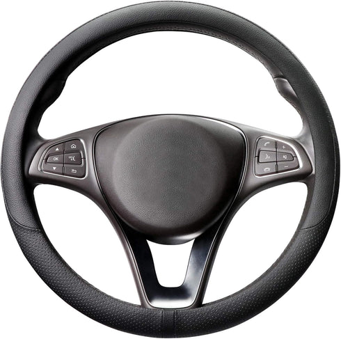 COFIT Breathable Steering Wheel Cover Microfiber Leather with Center Mark Design Universal Medium Size 14 1/2-15 Inch Black...