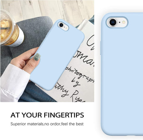 DUEDUE for iPhone SE 2022/2020 Case,iPhone 8/7 Case,Liquid Silicone Soft Gel Rubber Slim Cover with Microfiber Cloth Lining Cushion Shockproof Ful...