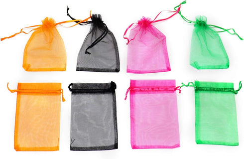 50pcs Drawstring Organza Jewelry Candy Pouch Christmas Wedding Party Favor Gift Bags (3.5x4.5, Mixed Color)...