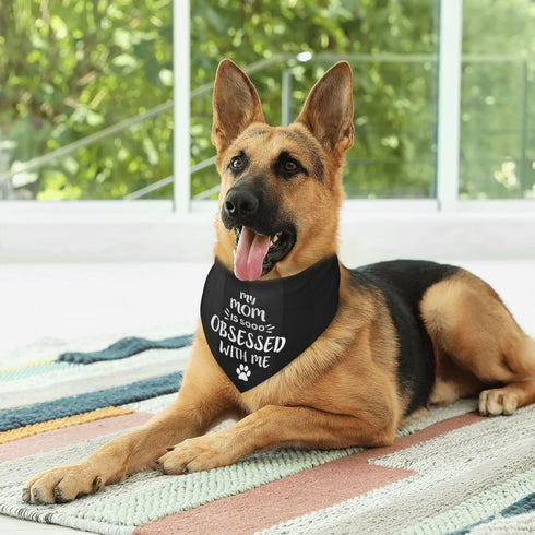 My Mom is So Obsessed with Me Dog Bandana Scarf Triangle Bibs Pet Accessories Cat Kerchief...