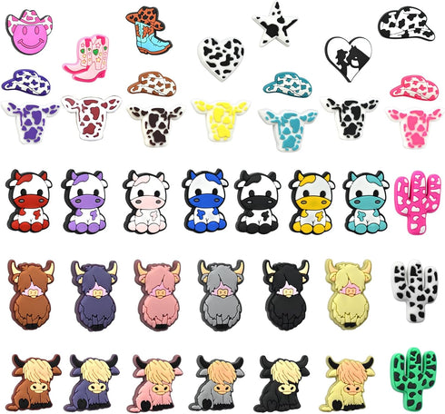 40 Pcs Silicone Focal Beads for Pens Cute Cow Focal Bead for Beadable Pen Keychain Making DIY Necklace Bracelet Jewelry Students Gift Scool Awards...