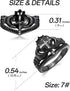 Women's Irish Claddagh Ring - 925 Sterling Silver Black Cross Heart Shape Cubic Zirconia 7 Ring Engagement Wedding Love Crown Ring Timeless Classi...