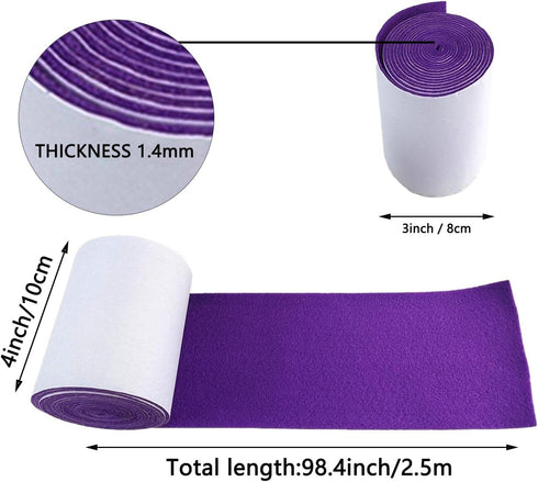 2 Rolls Felt Adhesive, 4" x 98.4" Self Adhesive Felt Fabric, Felt Strips with Adhesive Backing for Art & Crafts, Jewelry Box Felt Liner (Purple)...
