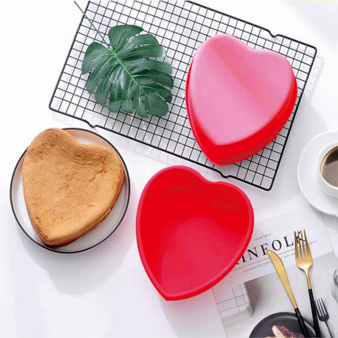 2 Packs Silicone Heart Shaped Cake Pans for Baking, 10inch Cake Molds for cakes and Chocolate Cakes, Non-stick silicone bakeware sets, Easy Clean,...