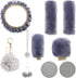 1 Set 9 Pieces Fluffy Steering Wheel Covers Soft Fur Fuzzy Steering Wheel Covers for Women and Girls 15 Inch, Gray...