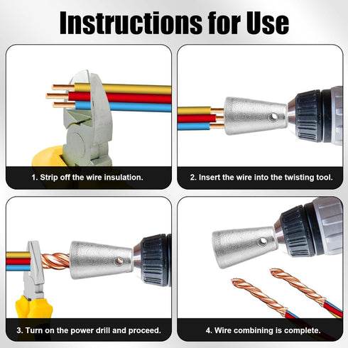 2 Pcs Twister Wire Connectors, Drill Wire Twisting New Wire Twister Tool Drill Wire Twister and Stripper for Drill Cable Quick Stripping, Nut Twis...