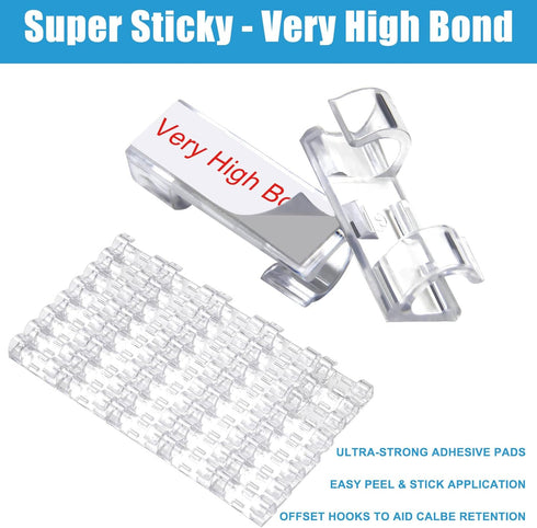 40PCS Adhesive Cable Clips Clear - Upgraded Wire Holders for Wall, Strong Cord Organizer Under Desk, Car, PC, Christmas Light Indoor/Outdoor...