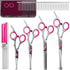 Dog Grooming Scissors With Safety Round Tips, 7 In 1 Pet Grooming Scissors Set, Pet Cutting Scissors Kit With Thinning, Straight, Curved Shears & ...