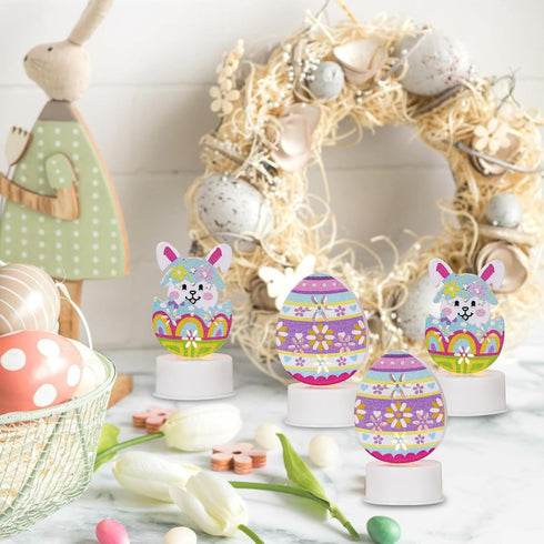 DRomance Easter Flameless Votive Candles with Timer Battery Operated LED Flickering Tea Lights Candles Long Lasting 300 Hours 3 Colorful Bunny and...