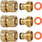 Garden Hose Quick Connectors, Solid Brass 3/4 inch GHT Thread Easy Connect Fittings No-Leak Water Hose Male Female Value Pack (3)...