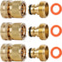 Garden Hose Quick Connectors, Solid Brass 3/4 inch GHT Thread Easy Connect Fittings No-Leak Water Hose Male Female Value Pack (3)...