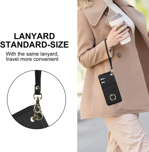 Asuwish Phone Case for Samsung Galaxy S24 Plus S24+ 5G Wallet Cover with Tempered Glass Screen Protector and RFID Blocking Ring Credit Card Holder...