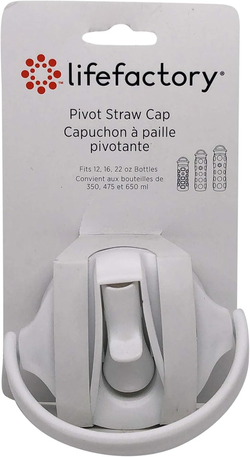 Lifefactory BPA-Free Pivot Straw Cap for 12-Ounce, 16-Ounce, and 22-Ounce Glass Bottles, Optic White...