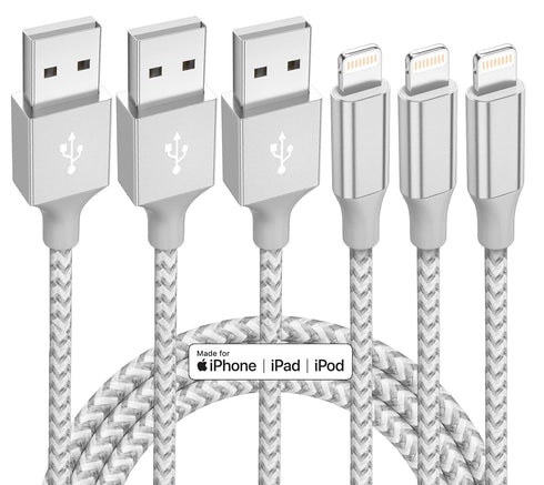 iPhone Charger 3 Pack 10 ft Apple MFi Certified Lightning Nylon Braided Cable Fast Charging Cord Compatible with iPhone 13 12 11 Pro Max XR XS X 8...