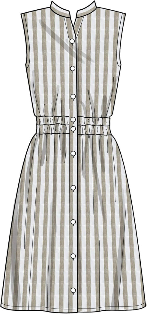 New Look Sewing Pattern N6651 Misses' Button Front Dress with Elastic Waist, A (10-12-14-16-18-20-22), Various...
