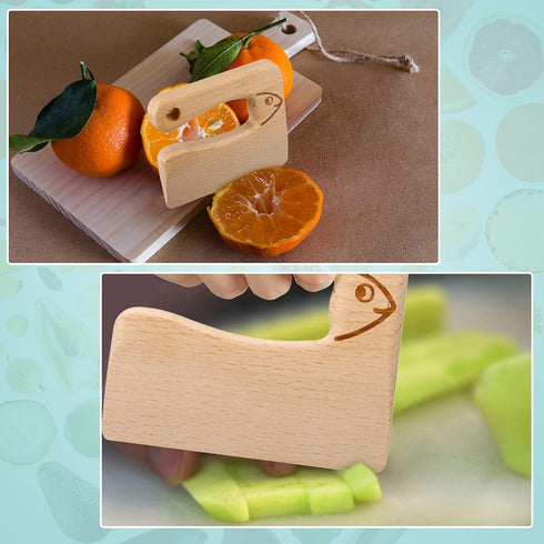 Sosation 2 Pieces Wooden Kids Knife for Cooking, Children's Safe Knives Wooden Kids Knife for Cooking and Cutting Veggies Fruits, Christmas Gift C...